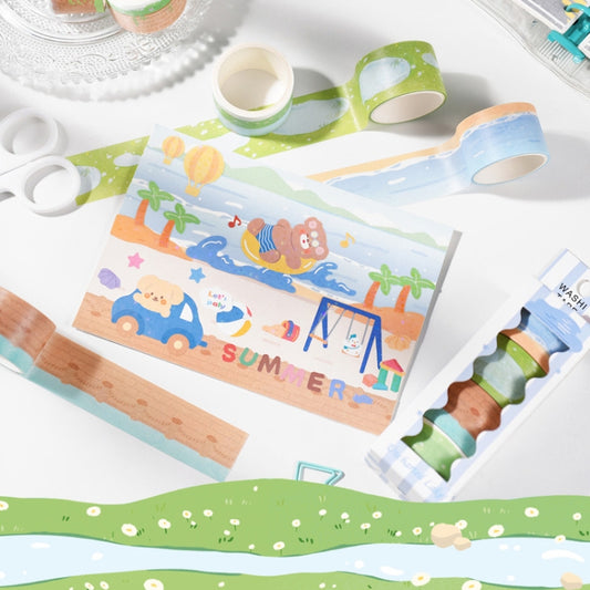 4rolls /Box 2.5cm x 2m Slow Life Washi Tape for Scrapbooking and Journal Decoration, Style: Secret Lake by bashfashion