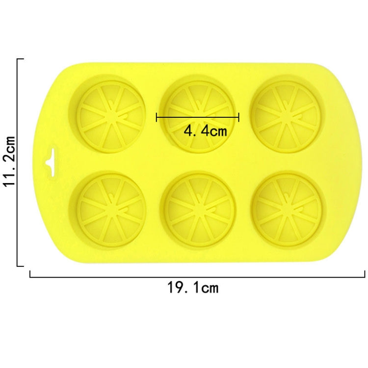 6 Grids Round Lemon Shape Silicone Moon Cake Model Kitchen Baking Handmade Cake Mold(Yellow) by bashfashion