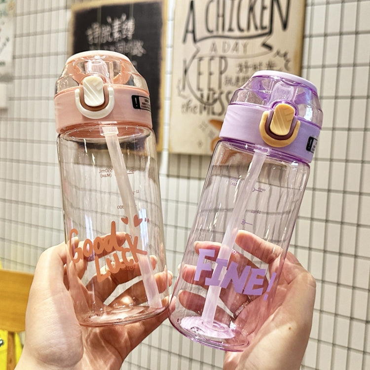 Student Portable Bouncing Straw Large Capacity Drop Resistant Plastic Cups, Style: 550ml Green by bashfashion