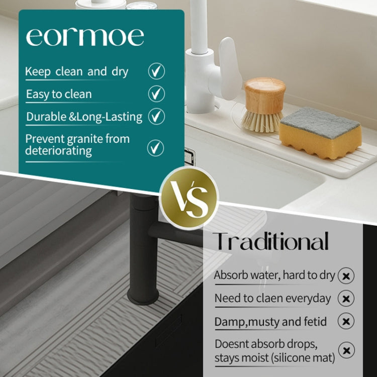 Faucet Sink Drying Mat Diatomaceous Earth Stone Splashproof Absorbent Sink Drainage Mat, Color: K04 Dark Gray(40x10cm) by bashfashion