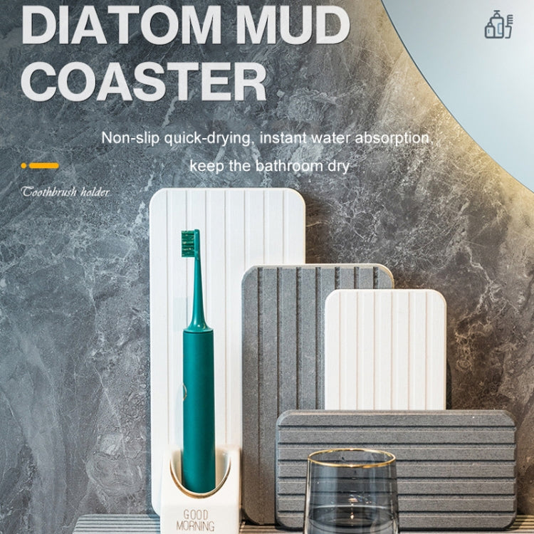 2pcs /Set Absorbent Diatomite Coaster Rectangular Recessed Quick-Drying Stone Sink Toiletries Placemat, Size: 22x11cm(Dark Gray) by bashfashion