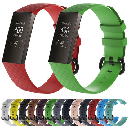 Diamond Pattern Silicone Watch Band for Fitbit Charge 3, Size: 210x18mm(Blue) by bashfashion