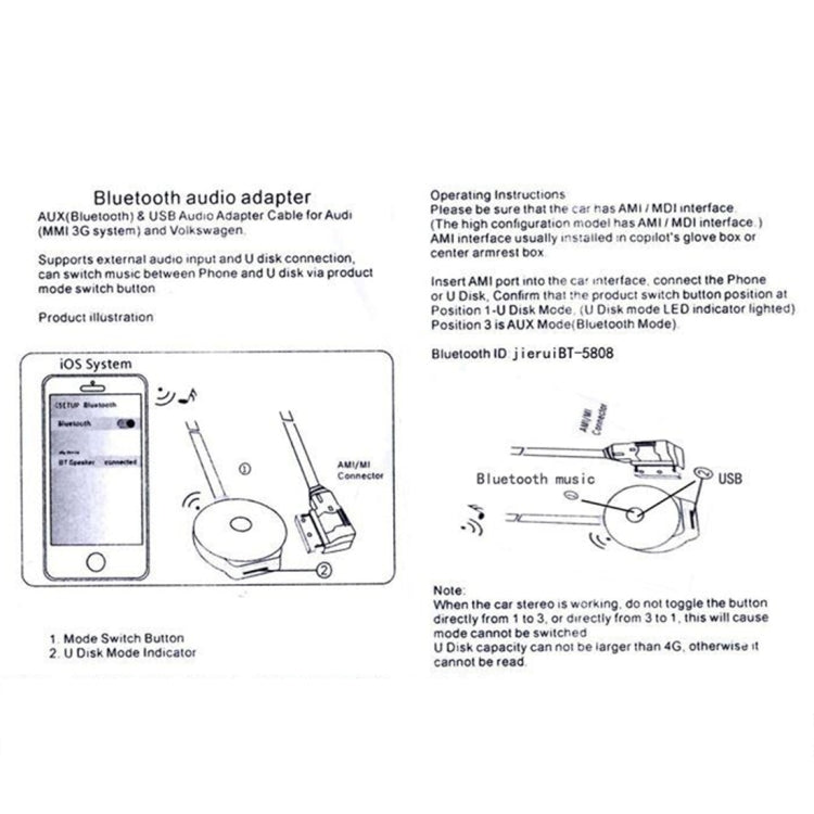 Car MMI 3G AMI Bluetooth Audio Cable Wiring Harness for Audi Q5 A5 A7 R7 S5 Q7 A6L A8L A4L by bashfashion
