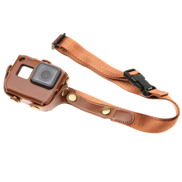 For GoPro HERO7 Black /6 /5 PU Leather Housing Case with Neck Strap & Buttons(Coffee) by bashfashion