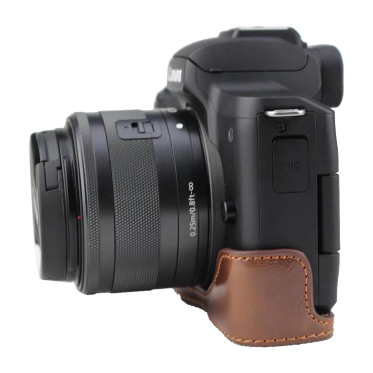 1/4 inch Thread PU Leather Camera Half Case Base for Canon EOS M50 / M50 Mark II (Brown) by bashfashion