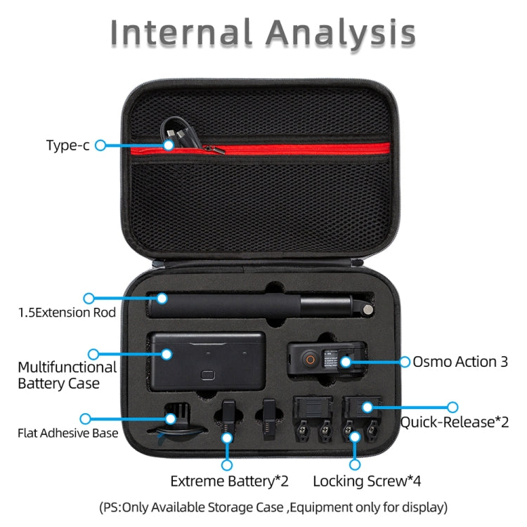 For DJI Osmo Action 3 Carrying Storage Case Bag,Size: 21.5 x 29.5 x 10cm (Grey) by bashfashion