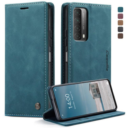 For Huawei P Smart 2021 CaseMe-013 Multifunctional Retro Frosted Horizontal Flip Leather Case with Card Slot & Holder & Wallet(Blue) by CaseMe