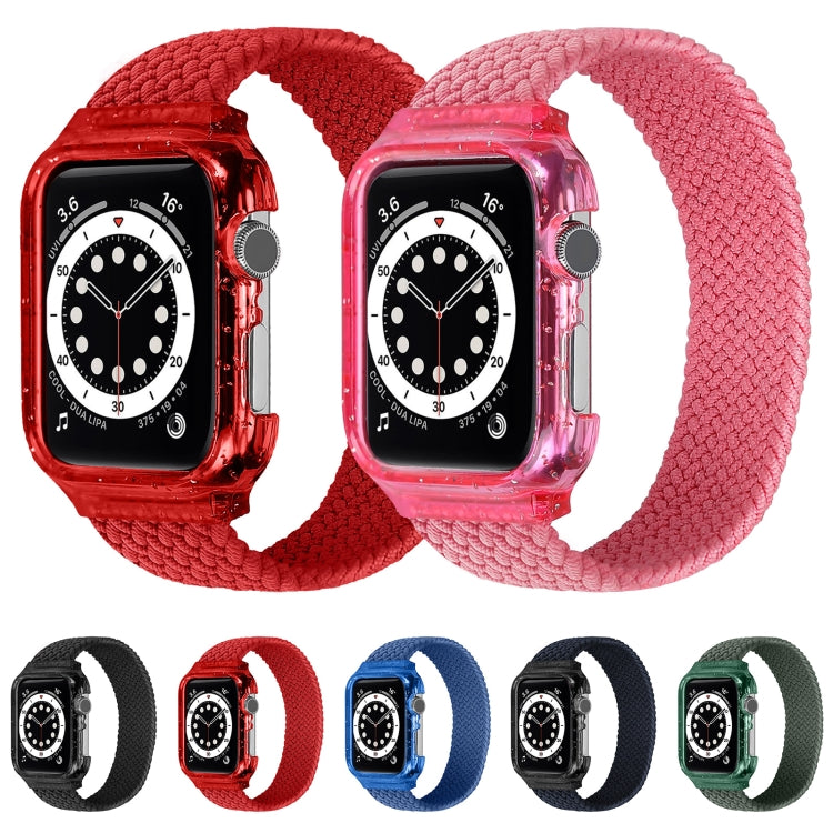 Weave Wrist Strap Watch Bands with Frame For Apple Watch Series 9&8&7 41mm / SE 3&SE 2&6&SE&5&4 40mm / 3&2&1 38mm, Length:155mm(Bright Pink) by bashfashion