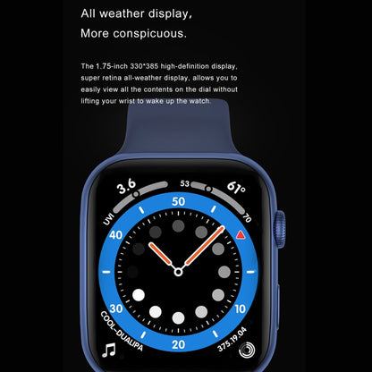 DW35PRO 1.75 inch Color Screen IPX7 Waterproof Smart Watch, Support Bluetooth Answer & Reject / Sleep Monitoring / Heart Rate Monitoring, Style: Silicone Strap(Blue) by bashfashion