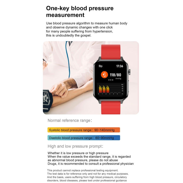 E86 1.7 inch TFT Color Screen IP68 Waterproof Smart Watch, Support Blood Oxygen Monitoring / Body Temperature Monitoring / AI Medical Diagnosis, Style: TPU Strap(Black) by bashfashion