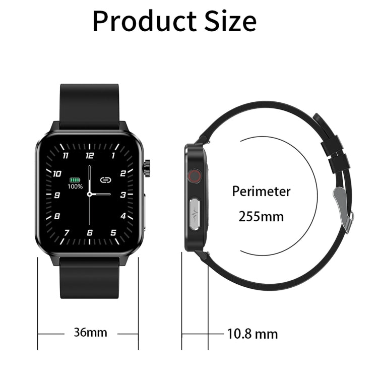E86 1.7 inch TFT Color Screen IP68 Waterproof Smart Watch, Support Blood Oxygen Monitoring / Body Temperature Monitoring / AI Medical Diagnosis, Style: TPU Strap(Black) by bashfashion