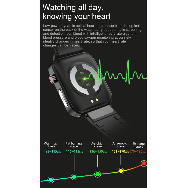E86 1.7 inch TFT Color Screen IP68 Waterproof Smart Watch, Support Blood Oxygen Monitoring / Body Temperature Monitoring / AI Medical Diagnosis, Style: Leather Strap(Black) by bashfashion