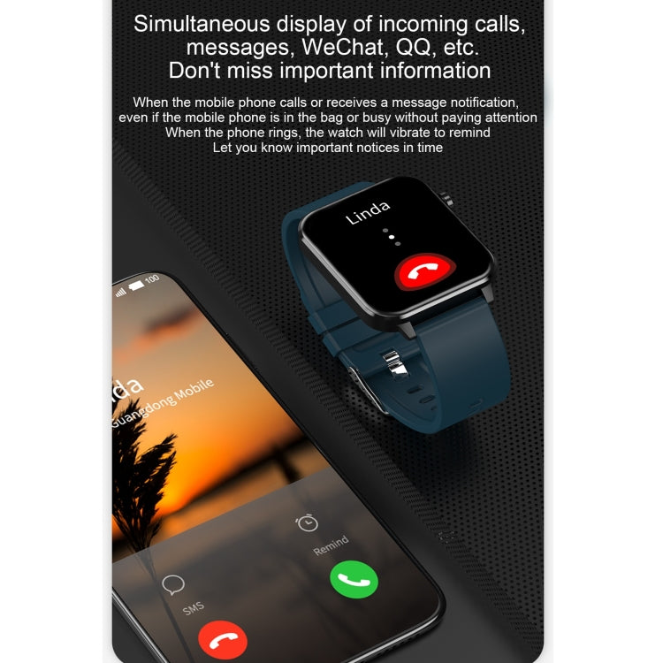 E86 1.7 inch TFT Color Screen IP68 Waterproof Smart Watch, Support Blood Oxygen Monitoring / Body Temperature Monitoring / AI Medical Diagnosis, Style: Leather Strap(Black) by bashfashion