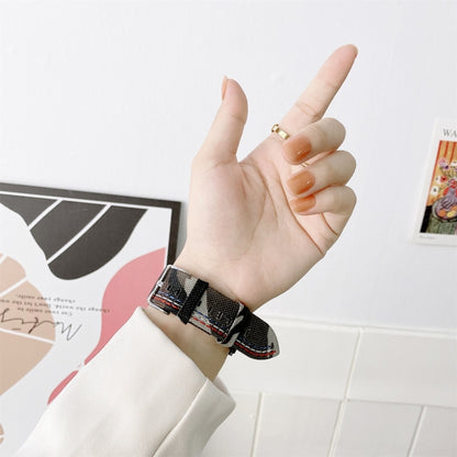 Three Lines Canvas Watch Band For Apple Watch Series 9&8&7 41mm / SE 3&SE 2&6&SE&5&4 40mm / 3&2&1 38mm(Brown) by bashfashion