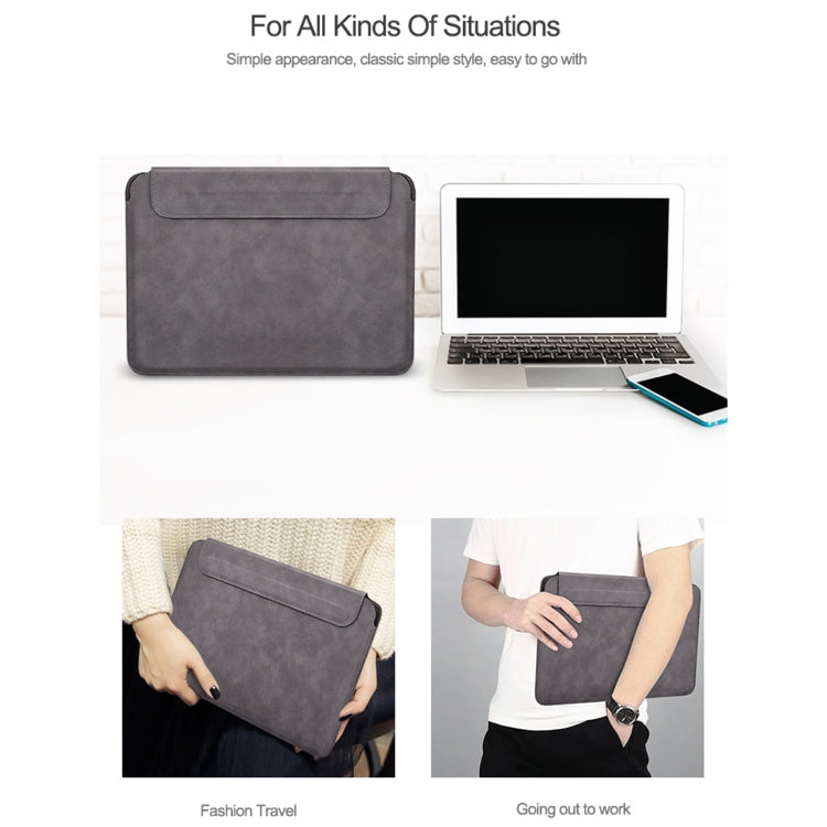 PU03 Lightweight Sheepskin Notebook Liner Bag, Size:14.1-15.4 inch(Deep Space Gray) by bashfashion