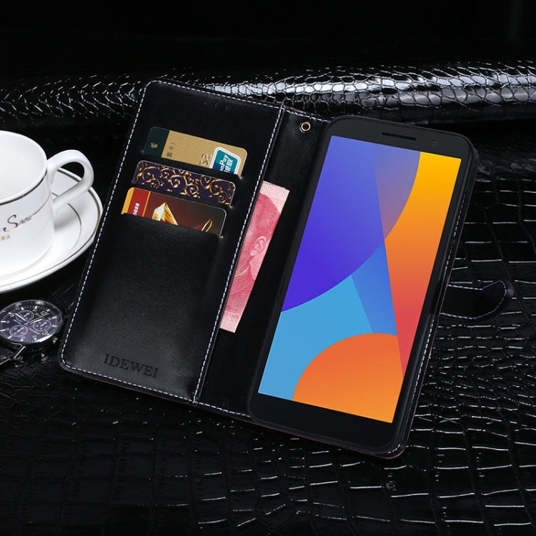 For Alcatel 1 2021 idewei Crocodile Texture Horizontal Flip Leather Case with Holder & Card Slots & Wallet(Dark Blue) by idewei