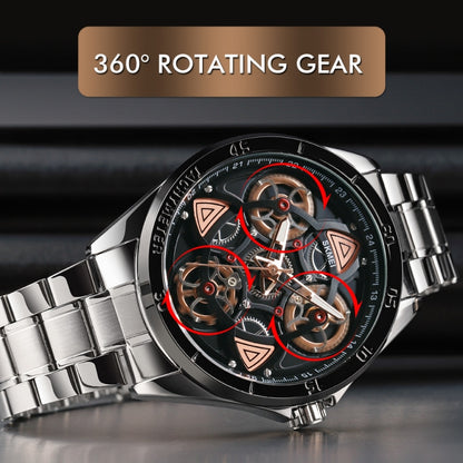 SKMEI 1678 Men Waterproof Quartz Watch with Rotatable Gear Dial(Black Shell Blue Surface) by SKMEI