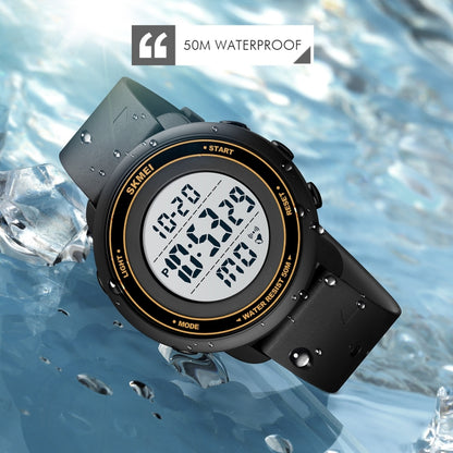 SKMEI 1736 Triplicate Round Dial Timing LED Digital Display Luminous Electronic Watch(Gold and White) by SKMEI