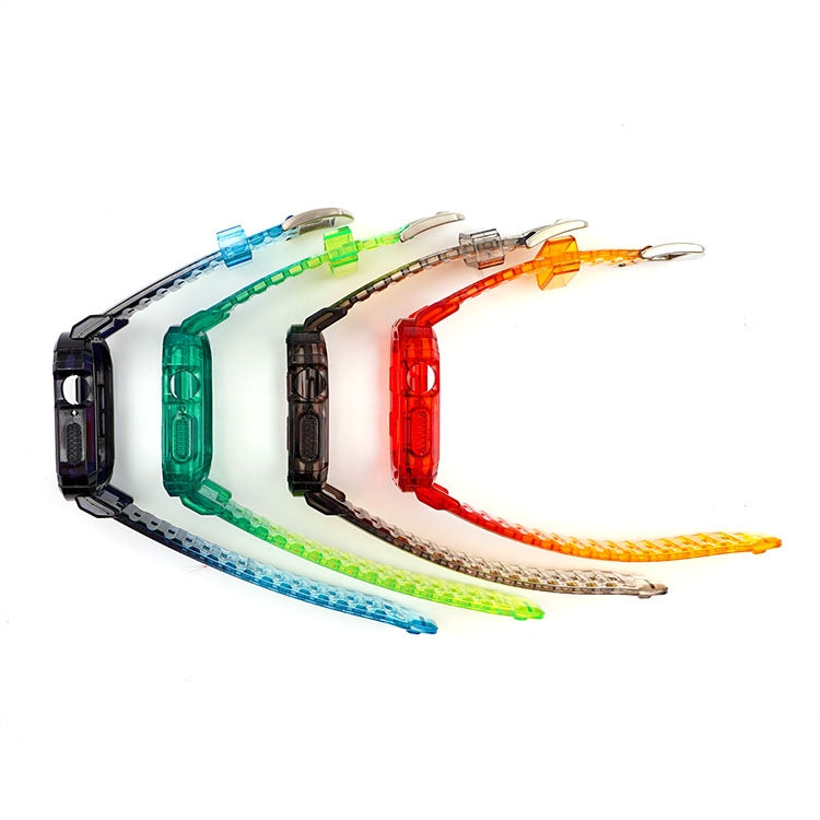 Gradient TPU Integrated Case Strap For Apple Watch Series 9 / 8 / 7 45mm / 6 / 5 / 4 / Watch SE 44mm / Watch 42mm(Rainbow Of Colours. - Silver Clasp) by bashfashion