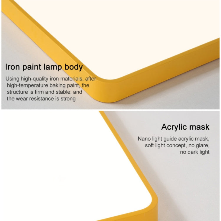 Macaron LED Rectangle Ceiling Lamp, White Light, Size:88x62cm(Yellow) by bashfashion