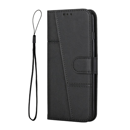 For OPPO A16/A16S/A54S/A55 5G/A53S 5G Stitching Calf Texture Buckle Leather Phone Case(Black) by bashfashion