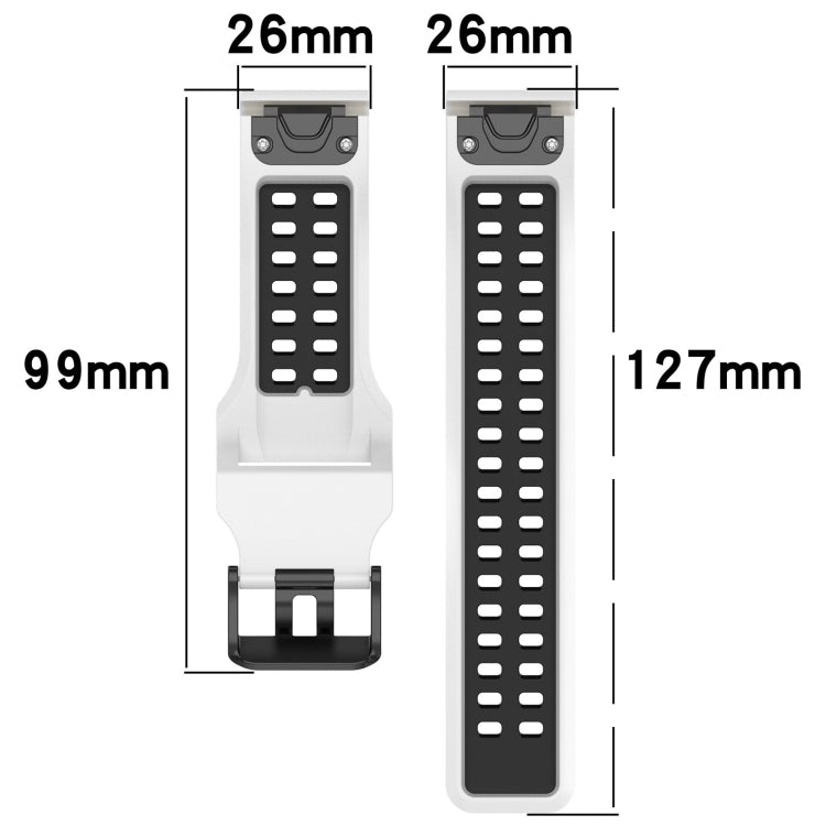 For Garmin Enduro2 / Tactix7 26mm Reverse Buckle Two-color Silicone Watch Band(White Black) by bashfashion