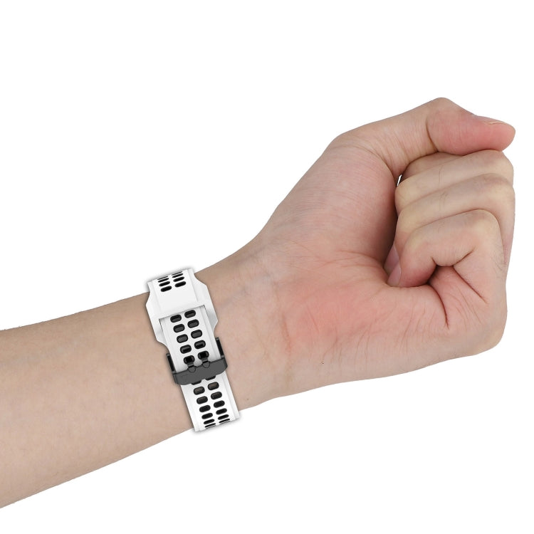 For Garmin Enduro2 / Tactix7 26mm Reverse Buckle Two-color Silicone Watch Band(White Black) by bashfashion