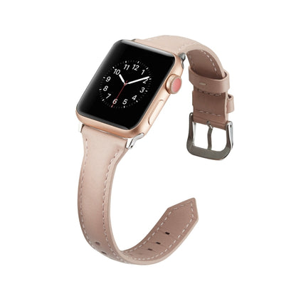 For Apple Watch 5/4 40mm & 3/2/1 38mm Thin Leather Watch Band(Pink) by bashfashion
