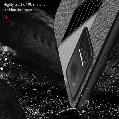 For Honor Play6T XINLI Stitching Cloth Textue TPU Phone Case with Ring Holder(Blue) by XINLI