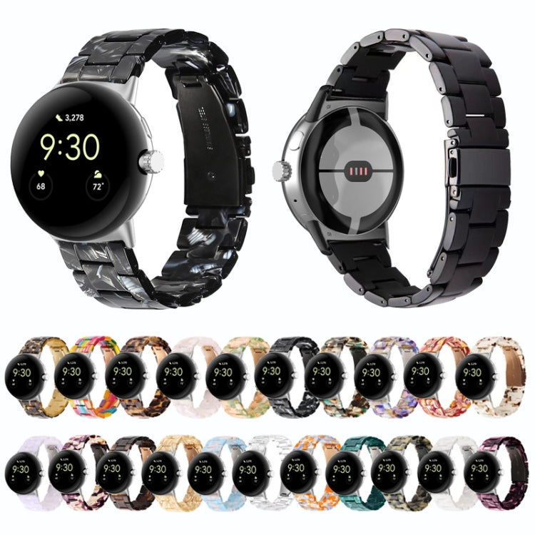 For Google Pixel Watch Three-beads Resin Watch Band(Leopard) by bashfashion