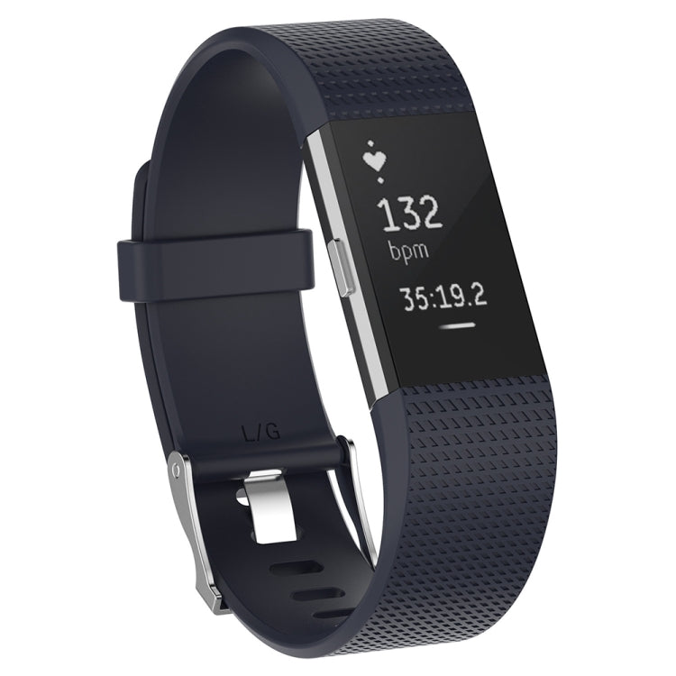 For Fitbit Charge 2 Common Texture Silicone Watch Band with Buckle, Size:S(White) by bashfashion
