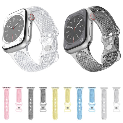 Diamond Pattern Clear TPU Watch Band For Apple Watch Series 9&8&7 41mm / SE 3&SE 2&6&SE&5&4 40mm / 3&2&1 38mm(Black) by bashfashion