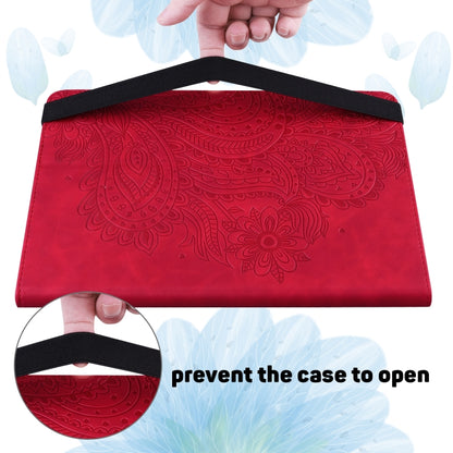 For Samsung Galaxy Tab S9 / S9 FE Peacock Embossed Pattern Leather Tablet Case(Red) by bashfashion