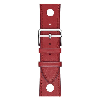 For Apple Watch Series 7 41mm / 6 & SE & 5 & 4 40mm / 3 & 2 & 1 38mm Leather Three Holes Watch Band(Red) by bashfashion