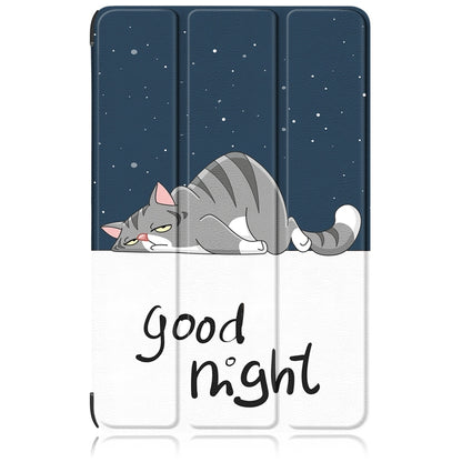 For Samsung Galaxy Tab S9+ Custer Painted 3-Fold Holder Smart Leather Tablet Case(Lazy Cat) by bashfashion