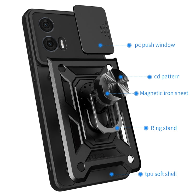 For Motorola Edge 50 Fusion Sliding Camera Cover Design TPU+PC Phone Case(Black) by bashfashion