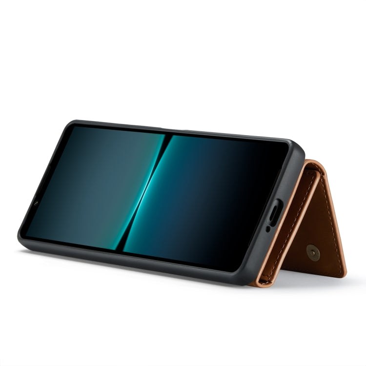 For Sony Xperia 1 V DG.MING M1 Series 3-Fold Multi Card Wallet + Magnetic Phone Case(Brown) by DG.MING