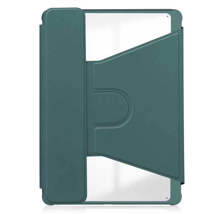 For Samsung Galaxy Tab S9+ 360 Rotation Transparent Smart Leather Case(Dark Green) by bashfashion