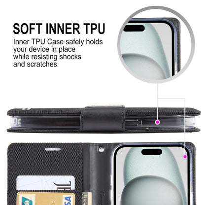 For iPhone 15 Pro Max GOOSPERY CANVAS DIARY Fabric Texture Flip Leather Phone Case(Grey) by GOOSPERY