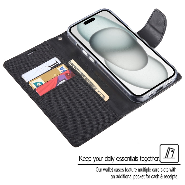 For iPhone 15 Pro GOOSPERY CANVAS DIARY Fabric Texture Flip Leather Phone Case(Blue) by GOOSPERY