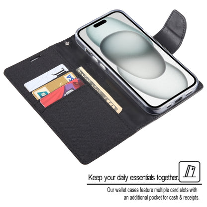 For iPhone 15 Pro GOOSPERY CANVAS DIARY Fabric Texture Flip Leather Phone Case(Grey) by GOOSPERY