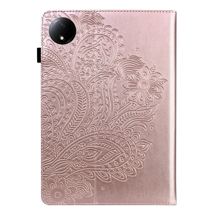 For Xiaomi Redmi Pad SE 8.7 Peacock Embossed Pattern Leather Tablet Case(Rose Gold) by bashfashion