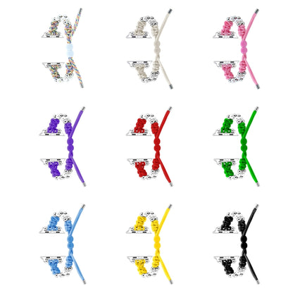 For Apple Watch Series 4 44mm Paracord Row Beads Drawstring Braided Watch Band(White) by bashfashion