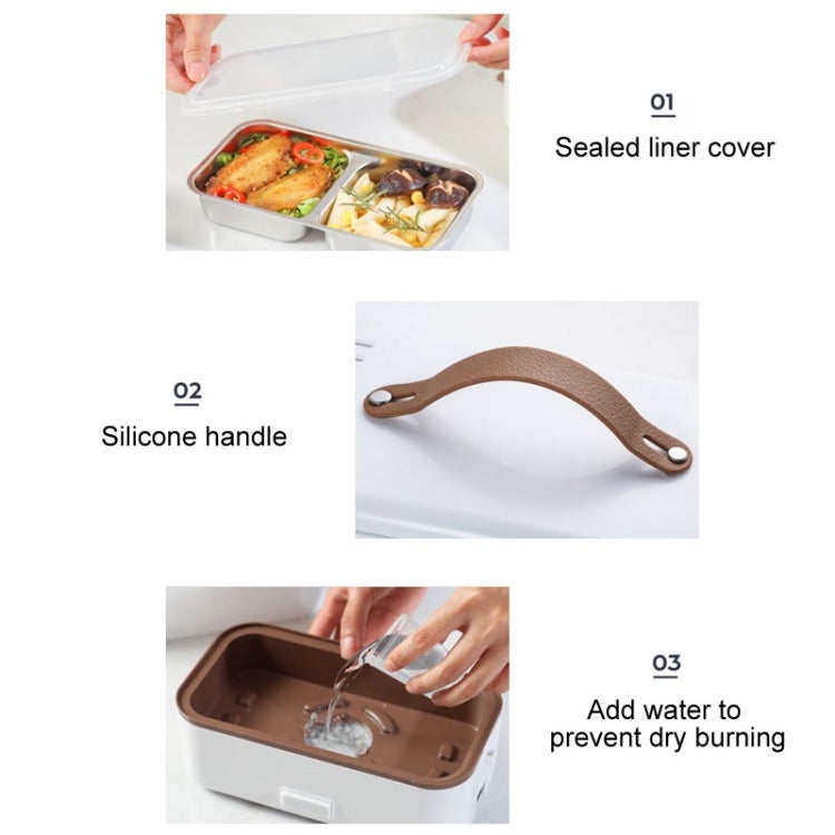 Multi Functional Microwave Oven With Plug-in Electric Cooking Electric Lunch Box, Color:White Double Layer(EU Plug) by bashfashion