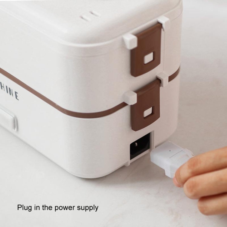 Multi Functional Microwave Oven With Plug-in Electric Cooking Electric Lunch Box, Color:White Double Layer(EU Plug) by bashfashion