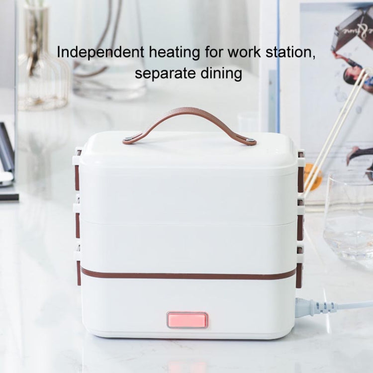 Multi Functional Microwave Oven With Plug-in Electric Cooking Electric Lunch Box, Color:White Double Layer(EU Plug) by bashfashion