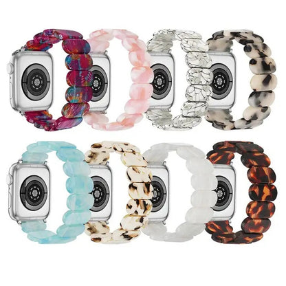 For Apple Watch Series 7 41mm Stretch Rope Resin Watch Band(Pearlescent Rainbow) by bashfashion