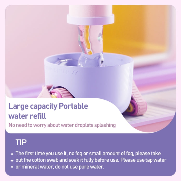 MJ066 220ML Portable Desktop Cute Cartoon Tank Car Air Humidifier with LED Lights, Model:Rechargeable(Green) by bashfashion