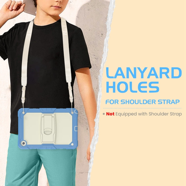 For Samsung Galaxy Tab A11+ / A9+ Silicone Hydric PC Tablet Case with Shoulder Strap & Holder(Beige Cyan Blue) by bashfashion