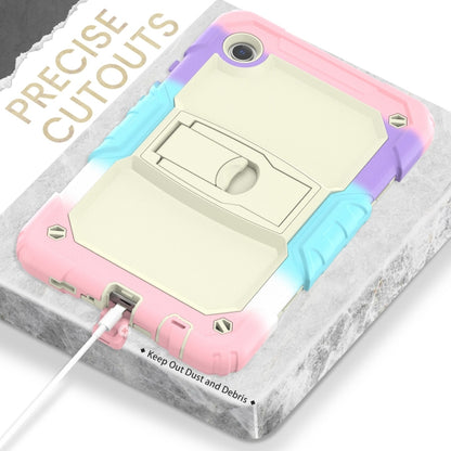 For Samsung Galaxy Tab A11 / A9 Silicone Hydric PC Tablet Case with Shoulder Strap & Holder(Colorful Pink) by bashfashion